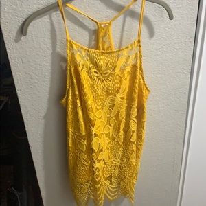 Yellow lace tank top